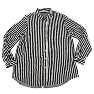 Jane Delancey Women’s XL Striped 100% Rayon Long Sleeve Button Up Shirt RELAXED